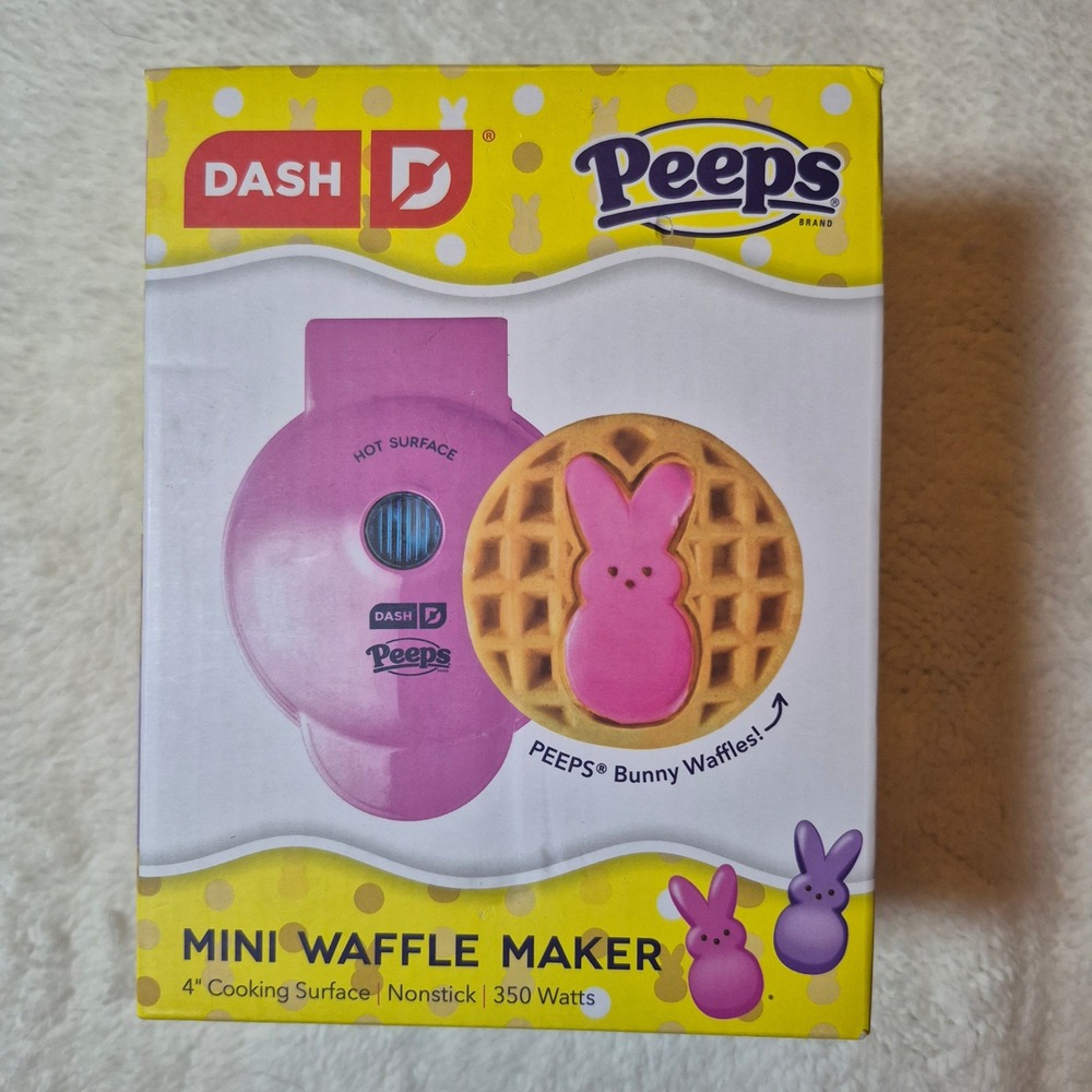 Dash Peeps Mini Waffle Maker Unisex 4in Bunny Easter Pink Cottagecore Brunch New